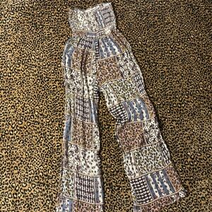 Japna Blue and Brown Jumpsuit with Flared Legs